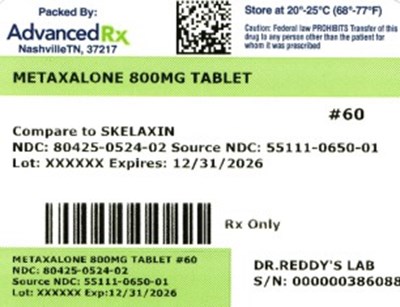Metaxalone 800mg #60 (Metaxalone 800mg 80425 0524 02)